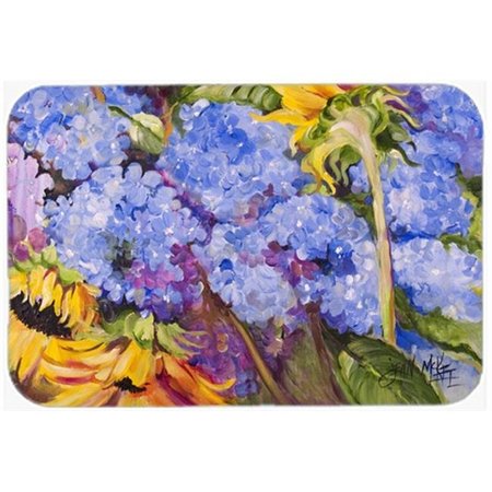 CAROLINES TREASURES Carolines Treasures JMK1119LCB Hydrangeas And Sunflowers Glass Cutting Board; Large JMK1119LCB